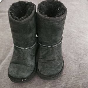 UGG Black Suede Boots with Fur Lining